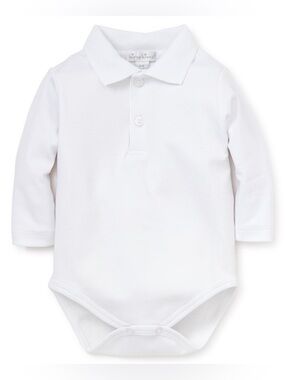 Kissy Kissy polo onesie Basics Long Sleeve Knit Collar Bodysuit pima baby boy